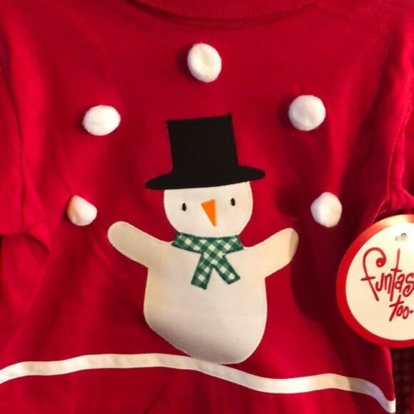 Funtasia! Too Snowman Red Turtleneck Long Sleeves with Red/White Checkered Pants - Picture 3 of 7